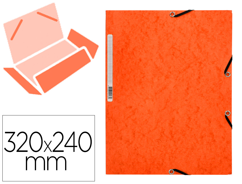 CHEMISE Q-CONNECT CARTE LUSTRE 375G POUR DOCUMENTS A4 320X243MM 3 RABATS COLORIS ORANGE