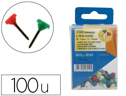 PINGLE SIGN TTE PLATE DIAMTRE 5MM HAUTEUR 14MM COLORIS ASORTIS BOTE DISTRIBUTRICE 100 UNITS