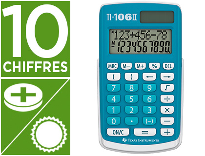 CALCULATRICE TEXAS INSTRUMENTS PRIMAIRE TI-106 II 4 OPRATIONS SPARATEUR MILLIERS CAPOT PROTECTION 125X70X15MM 66G