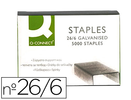 AGRAFE Q-CONNECT MODLE 26/6 GALVANISE BOTE 5000 UNITS