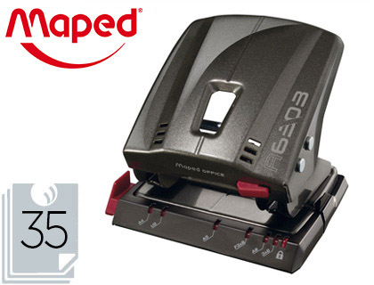 PERFORATEUR MAPED ADVANCED MTAL A6303 ENTRAXE 80MM CAPACIT PERFORATION 35 FEUILLES 2 TROUS GRIS FONC 142X77X126MM