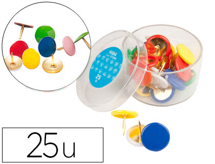 PUNAISE PLASTIFIE COLORIS ASSORTIS BOTE 25 UNITS