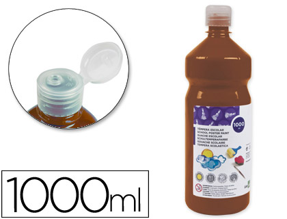 GOUACHE SCOLAIRE LIDERPAPEL LIQUIDE LAVABLE FERMETURE SCURIT BRILLANTE COLORIS MARRON FLACON 1000ML