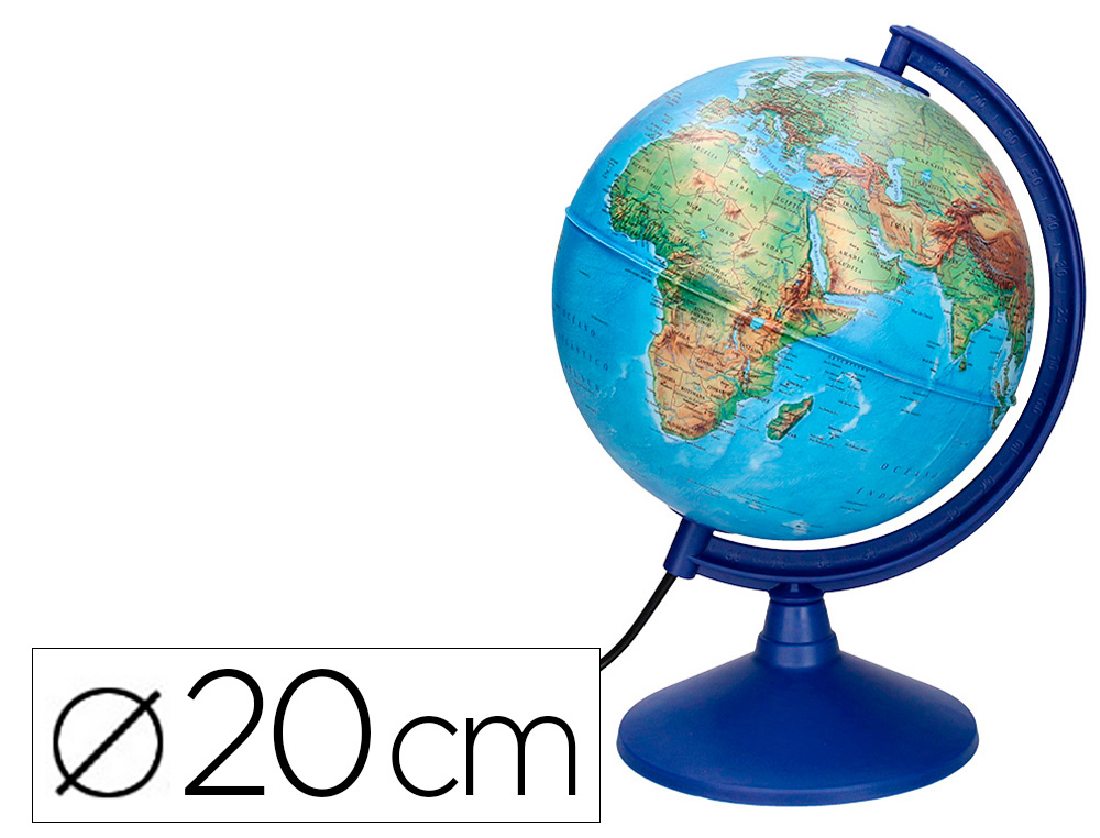 GLOBE TERRESTRE LIDERPAPEL LUMINEUX CARTE PHYSIQUE ET    POLITIQUE FR DIAMETRE 20 CM