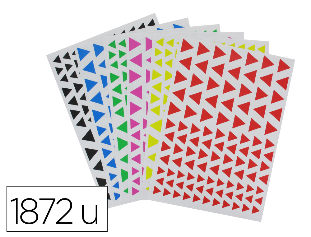 GOMMETTE O'COLOR REPOSITIONNABLE TEMPORAIREMENT FORME TRIANGLE COLORIS ASSORTIS POCHETTE  18 PLANCHES 1872 UNITES