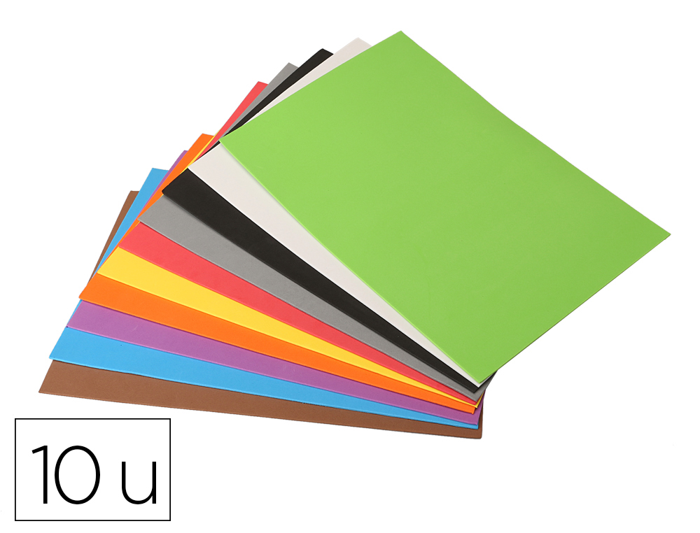 FEUILLE MOUSSE O'COLOR CAOUTCHOUC EVA 30X40CM 10     COLORIS ASSORTIS POCHETTE 10  UNITES