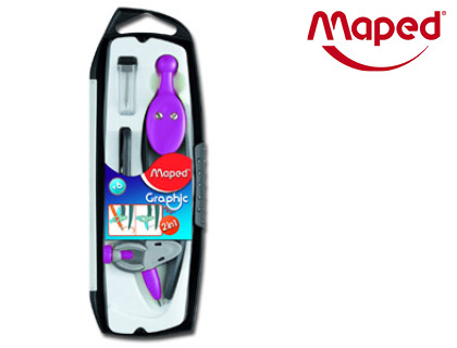 COMPAS MAPED GRAPHIC 360 DEGRS PLASTIQUE INTERCHANGEABLE COFFRET AVEC 1 TUI-MINES ET 1 TAILLE-MINES
