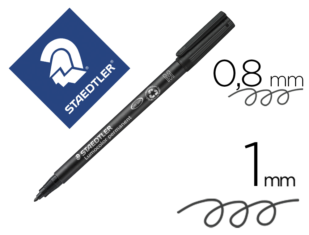 STYLO-FEUTRE STAEDTLER LUMOCOLOR PERMANENT POINTE MOYENNE MULTI-SUPPORTS SCHAGE IMMDIAT RSISTANT EAU COLORIS NOIR