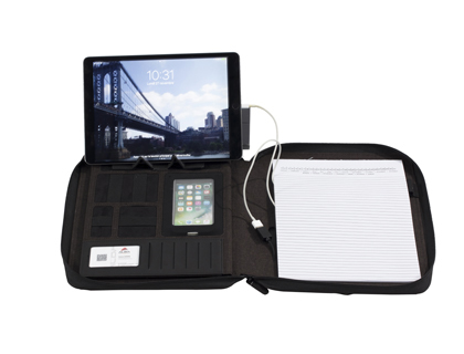 CONFRENCIER ALBA EN TISSU A4 FERMETURE ZIP ET RECHARGE BATTERIE 25X34X1,5CM
