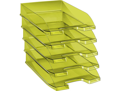 CORBEILLE  COURRIER CEP FIRST TONIC POLYPROPYLNE ANTICHOC PRHENSION FACILE 350X255X65MM COLORIS VERT