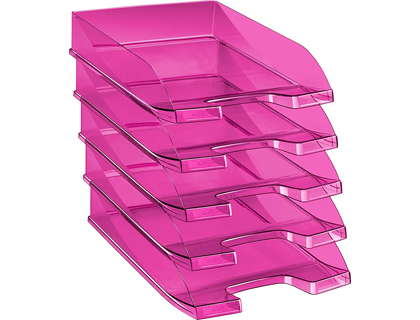 CORBEILLE  COURRIER CEP FIRST TONIC POLYPROPYLNE ANTICHOC PRHENSION FACILE 350X255X65MM COLORIS ROSE