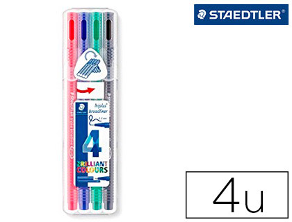 STYLO-FEUTRE STAEDTLER TRIPLUS BROADLINER 338 CRITURE ET COLORIAGE POINTE MOYENNE 0.8MM ENCRE DRY SAFE TUI 4 UNITS