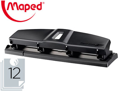 PERFORATEUR MAPED ESSENTIALS E4001 MTAL CAPACIT PERFORATION 10/12 FEUILLES 4 TROUS COLORIS NOIR 48X67X318MM
