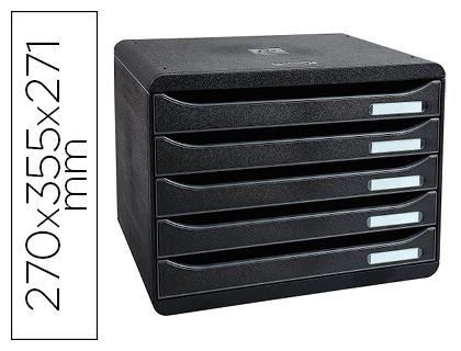 MODULE CLASSEMENT EXACOMPTA BIG BOX 5 TIROIRS A4+  L'ITALIENNE SUPERPOSABLE BUTE 270X355X271MM COLORIS NOIR