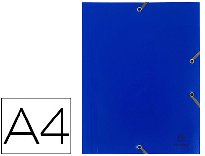 CHEMISE EXACOMPTA POLYPROPYLNE 4/10E OPAQUE CO 3 RABATS LASTIQUES A4+ 240X320MM COLORIS BLEU