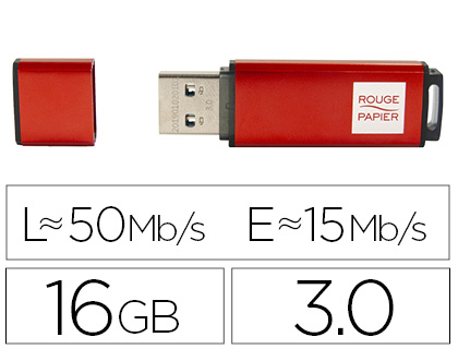 CLE USB ROUGE PAPIER 3.0 16GB LECTURE 50MB/S ECRITURE 15MB/SFLASH COLORIS ROUGE