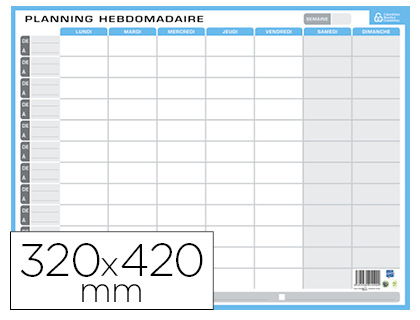 PLANNING SCOLAIRE BOUCHUT HEBDOMADAIRE ET ANNUEL 32X42CM