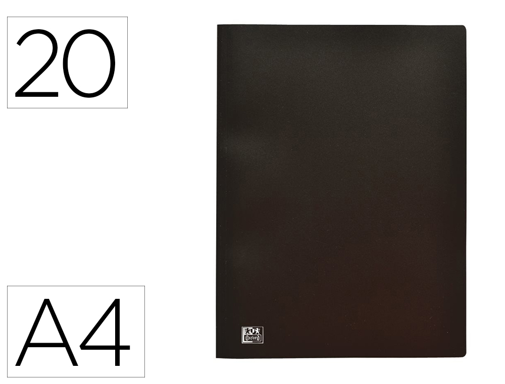 PROTEGE-DOCUMENTS OXFORD STANDUP A4 COUVERTURE POLYPROPYLENE SOUPLE 20 POCHETTES 40 VUES COLORIS NOIR