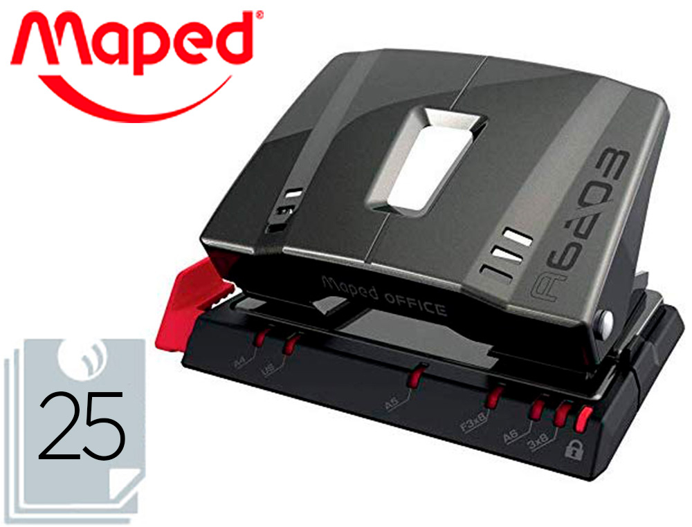 PERFORATEUR MAPED ADVANCED COLLECTOR MTAL A6203 ENTRAXE 80MM CAPACIT PERFORATION 25 FEUILLES 2 TROUS TAUPE