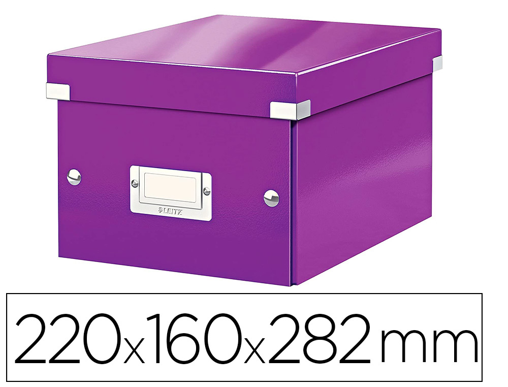 BOTE RANGEMENT LEITZ CLICK&STORE CARTON PELLICUL A5 220X160X282MM BOUTONS-PRESSION PORTE-TIQUETTE COLORIS VIOLET