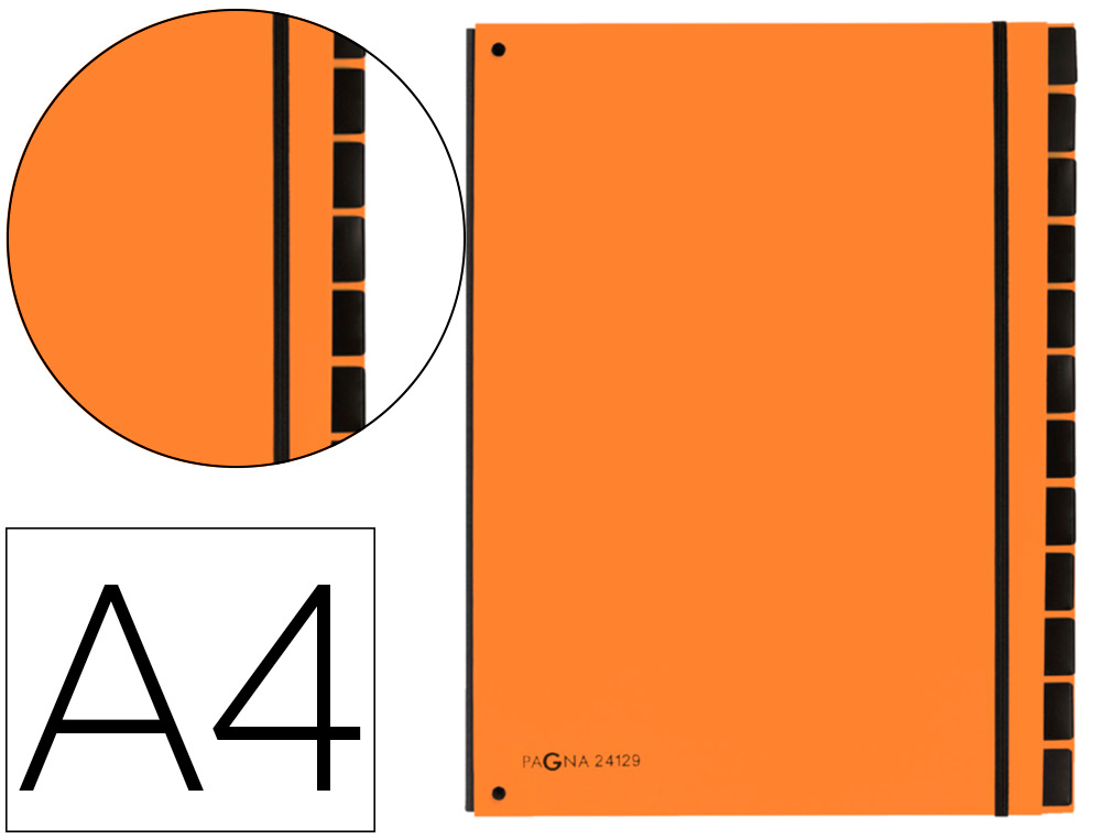 TRIEUR DURABLE CARTE RIGIDE A4 12 COMPARTIMENTS COLORIS ORANGE