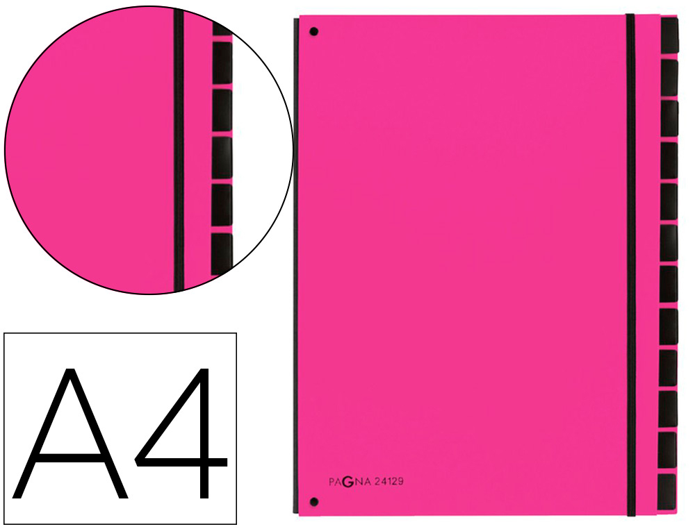 TRIEUR DURABLE CARTE RIGIDE A4 12 COMPARTIMENTS COLORIS ROSE