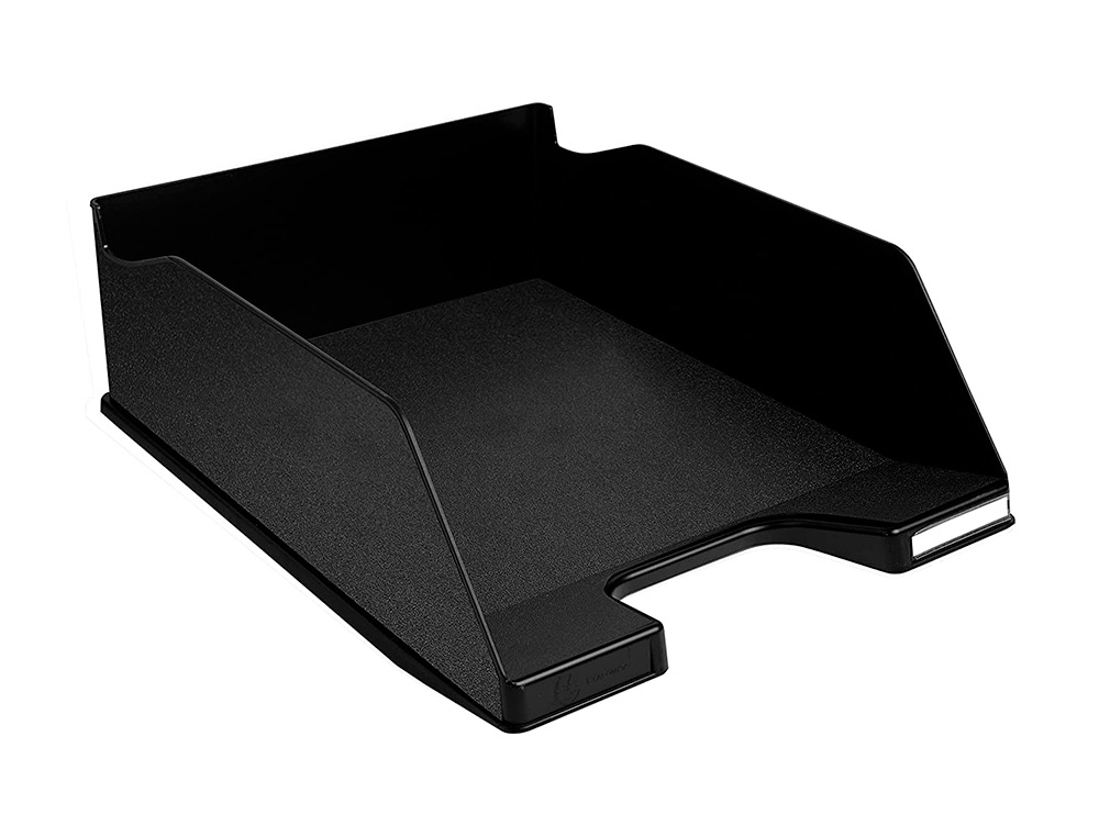 CORBEILLE COURRIER EXACOMPTA COMBO MAXI PLASTIQUE RECYCL A4 SUPERPOSABLE VERTICALE/ESCALIER 347X255X103MM COLORIS NOIR
