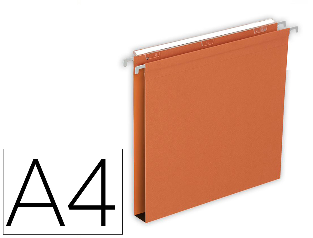 DOSSIER SUSPENDU L'OBLIQUE ECONOMIQUE KRAFT ORANGE 210G  A4 TIROIR ENTRAXE 330MM       H250MM FOND 30MM BOITE 25U