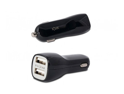 CHARGEUR VOITURE KSIX DOUBLE 2 PORTS USB SORTIE 5V 1A ET   SORTIE 5V 2.1A PROTECTION     SURCHAUFFE SURTENSION