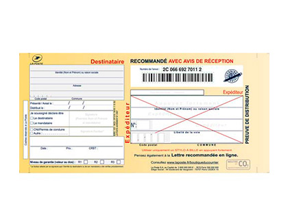 IMPRIME RECOMMANDE A4 TECHMAY AVEC AR ET PREUVE DE DEPOT    TYPE SGR2 BOITE 100 LIASSES