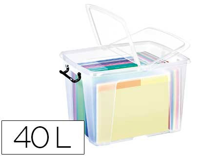 BOITE RANGEMENT CEP POLYPROPYLENE COUVERCLE       PAPILLON CLIPSE 2 POIGNEES    49,8X39,5X32,9CM TRANSPARENT