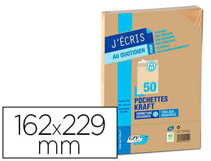 10 Pochettes - Papier Kraft - 162X229 Mm - 90G - Gpv 6280 pas cher