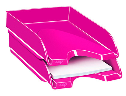 CORBEILLE  COURRIER CEP GLOSS POLYSTYRNE 2 RENFORTS LATRAUX 348x257x66MM COLORIS ROSE PEPSY