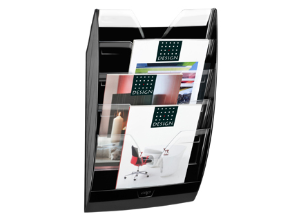 CORBEILLE MURALE CEP ENSEMBLE MONOBLOC 5 CLOISONS 350X128X580MM DIMENSIONS CASE 325X26MM KIT FIXATION TRANSPARENT NOIR