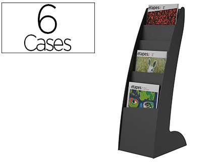 PRSENTOIR PAPERFLOW POLYSTYRNE COURBO SLIM 6 CASES 86.3X27X35CM COLORIS NOIR