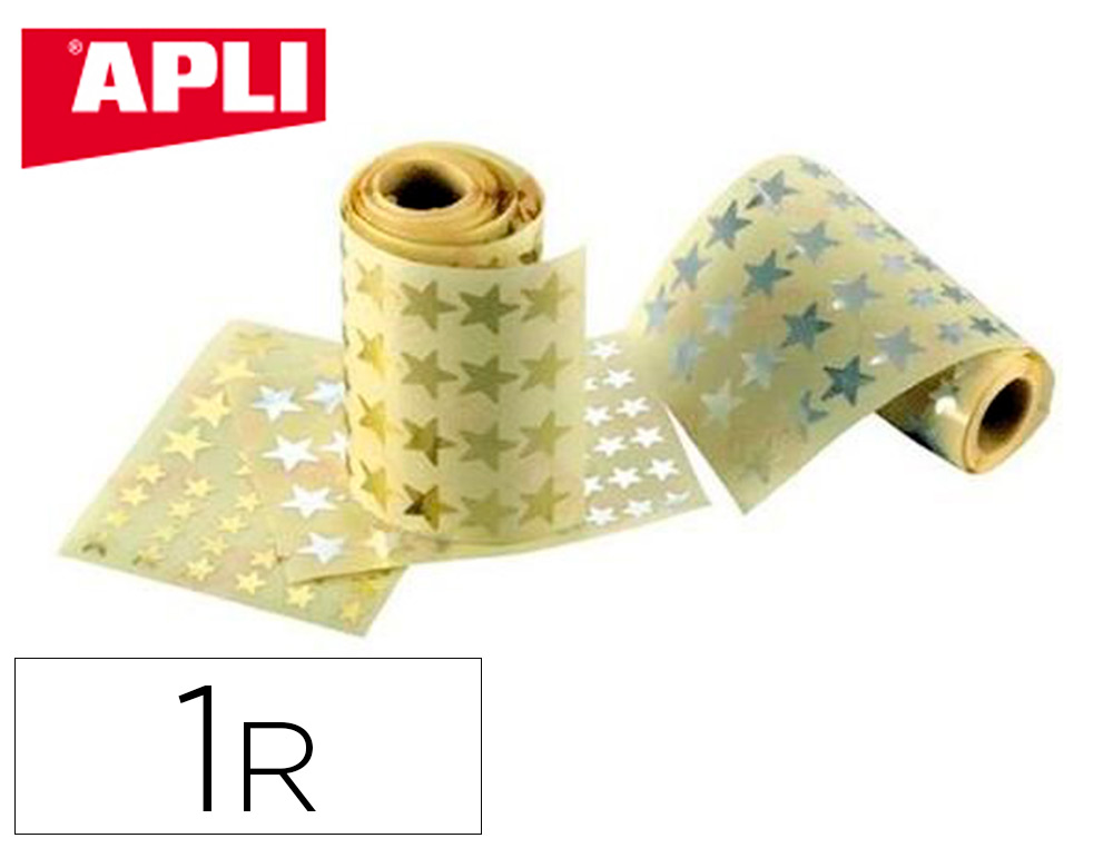 GOMMETTES APLI FORME ETOILE GRANDE ET MOYENNE 1 ROULEAU   COULEUR OR / 1 ROULEAU        COULEUR ARGENT