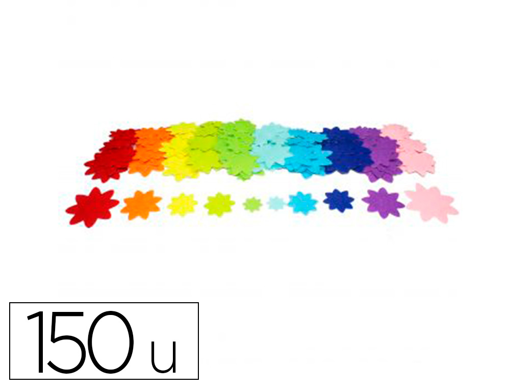 FEUTRINE ADHESIVE SODERTEX PACK DE FLEURS 1MM 4 TAILLES  150 PCS 10 COLORIS ASSORTIS