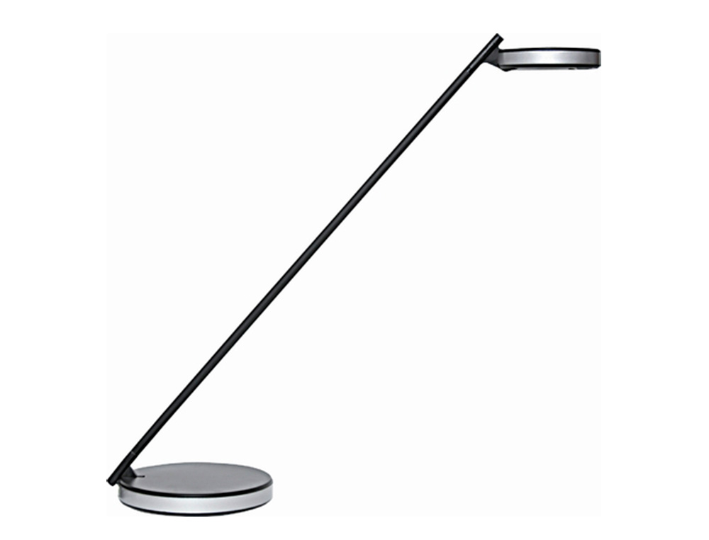 LAMPE BUREAU UNILUX DISC LED FAIBLE CONSOMMATION CLASSE ENERGETIQUE A+ 288 LUMEN TETE ET SOCLE EXTRA PLATS NOIR/GRIS