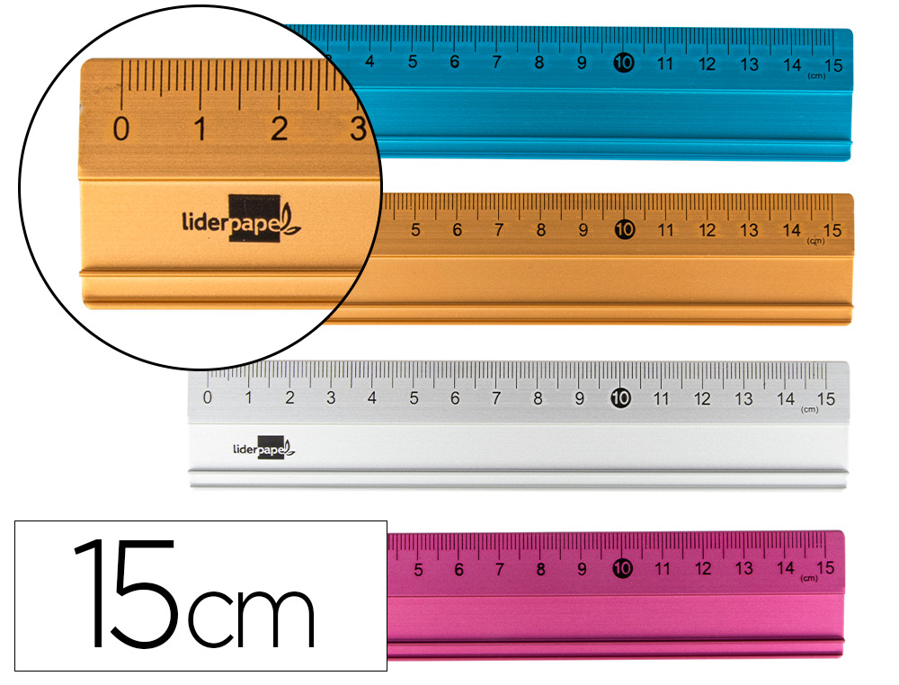 REGLE LIDERPAPEL ALUMINIUM GRADUEE 15 CM
