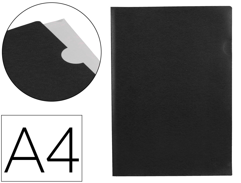 POCHETTE COIN LIDERPAPEL POLYPROPYLENE 180 MICRONS A4  210X297MM CAPACITE 20F        COLORIS NOIR OPAQUE