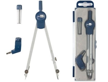 COMPAS LIDERPAPEL ARTICUL 1 BRANCHE CIRCONFRENCE 38CM LONGUEUR 12.5CM BAGUE MINE 2MM TUI PLATIQUE