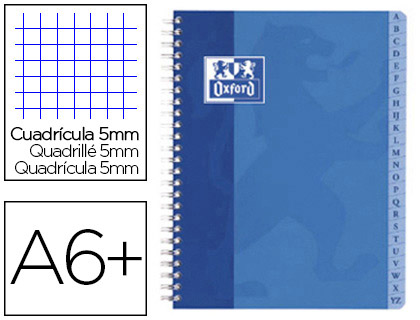 RPERTOIRE OXFORD RELIURE INTGRALE COUVERTURE LAVABLE TOUCHES PLASTIFIES 110X170MM 100 PAGES 90G 5X5MM ASSORTIS