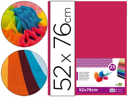 PAPIER DE SOIE LIDERPAPEL 52X76CM 18G/M2 UNICOLORE ROSE FONC SACHET 25F