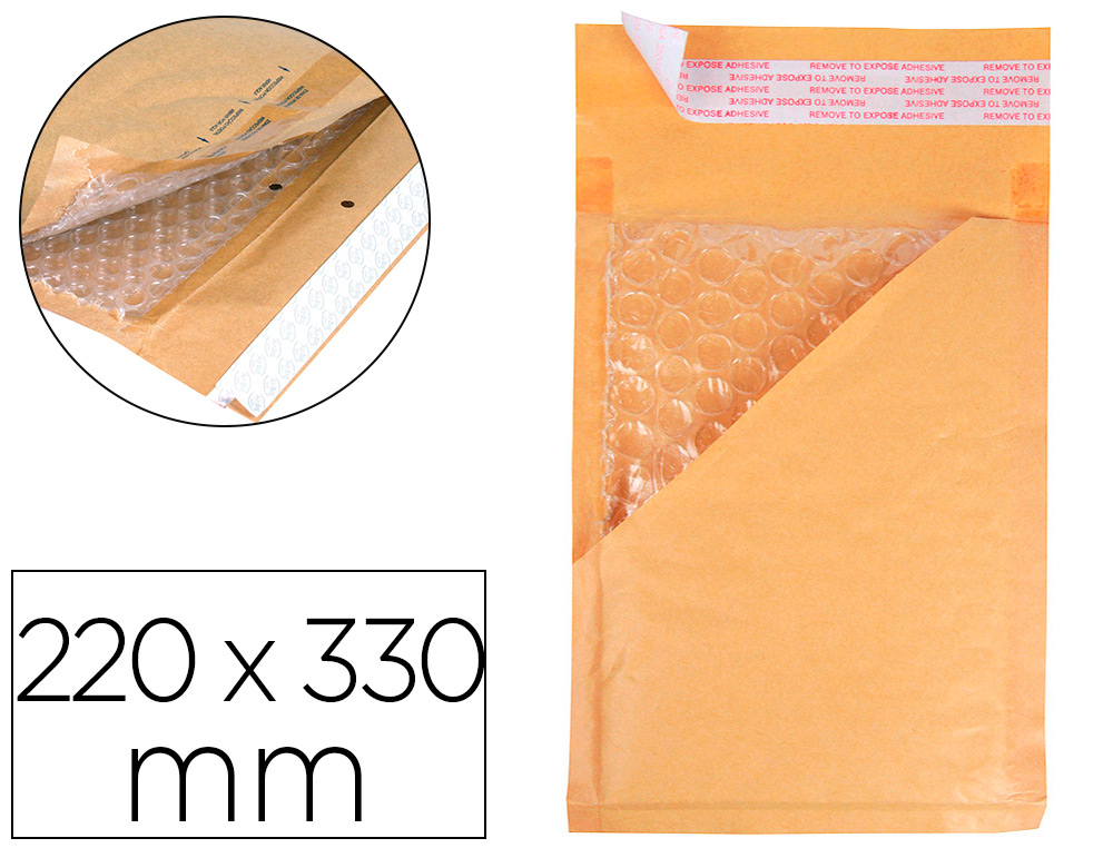 POCHETTE BULLES D'AIR Q-CONNECT 220X330MM 82G KRAFT MATELASSE RABAT DROIT         AUTO-ADHESIVE SANS FENETRE