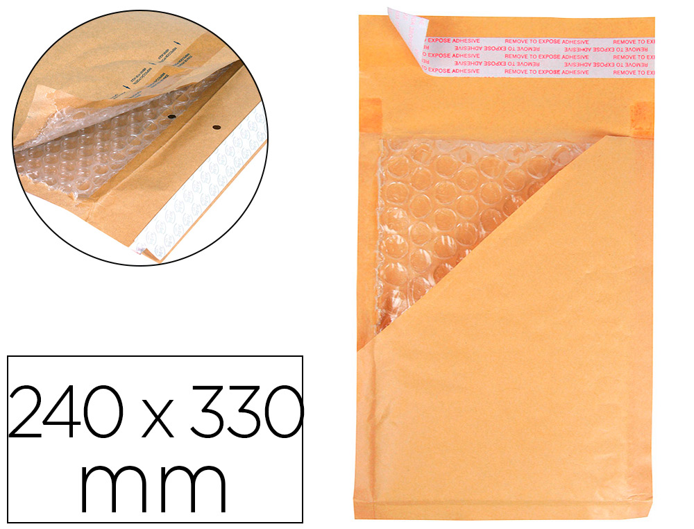 POCHETTE BULLES D'AIR Q-CONNECT 240X330MM 82G KRAFT MATELASSE RABAT DROIT         AUTO-ADHESIVE SANS FENETRE