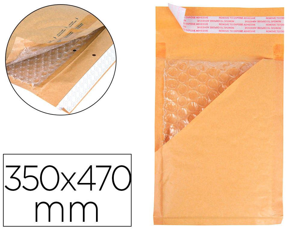 POCHETTE BULLES D'AIR Q-CONNECT 350X470MM 82G KRAFT MATELASSE RABAT DROIT         AUTO-ADHESIVE SANS FENETRE