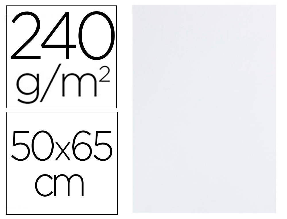 PAPIER CARTONN LIDERPAPEL DESSIN TRAVAUX MANUELS 240G/M2 50X65CM UNICOLORE BLANC