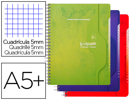 RPERTOIRE CLAIREFONTAINE RELIURE INTGRALE PAPIER SURFIN COUVERTURE CARTE COUCHE VERNIE 170X220MM 180 PAGES 70G 5X5MM