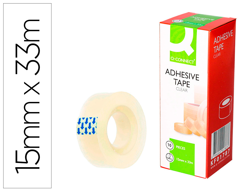 RUBAN ADHSIF Q-CONNECT CONOMIQUE RSISTANT TRANSPARENT 15MMX33M