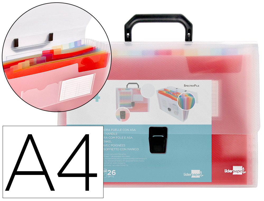 TRIEUR LIDERPAPEL SRIE SPECTRAFILE POLYPROPYLNE A4 210X297MM 1200 MICRONS 26 COMPARTIMENTS COLORIS FROSTY TRANSPARENT